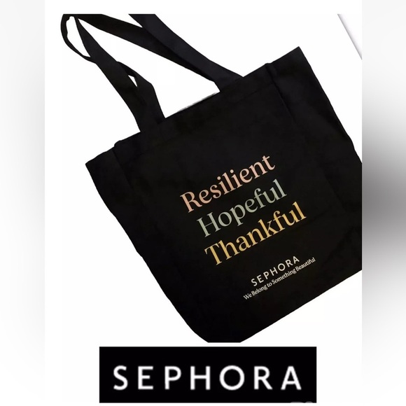 NWOT! Sephora Resilient Hopeful Thankful Canvas Bag - Picture 1 of 7
